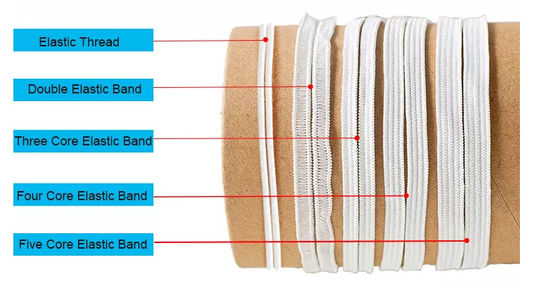 कप मास्क के लिए 7mm ईयरलूप इलास्टिक कॉर्ड रिबन फ्लैट स्ट्रेच कॉर्ड 5rib